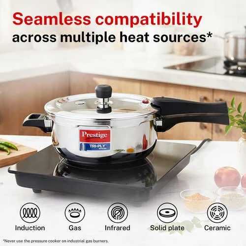  Prestige Svachh Triply Outer Lid Pressure Cooker with Unique Deep Lid for Spillage Control, 3.5 Litre, Silver - Detail View